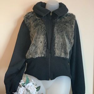 Faux Fur Zip Up Sweater